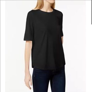$145 VINCE Black Moulin Wrap Seam Short Sleeve Oversized T Shirt Tee M